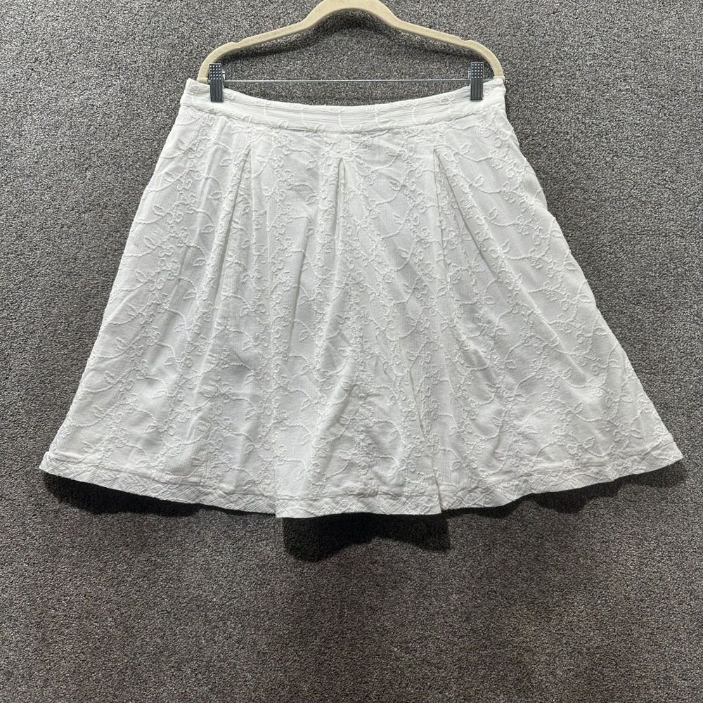 Y2k i.e. relaxed White Embroidered Cotton A-Line Skirt 14P Feminine Coquette